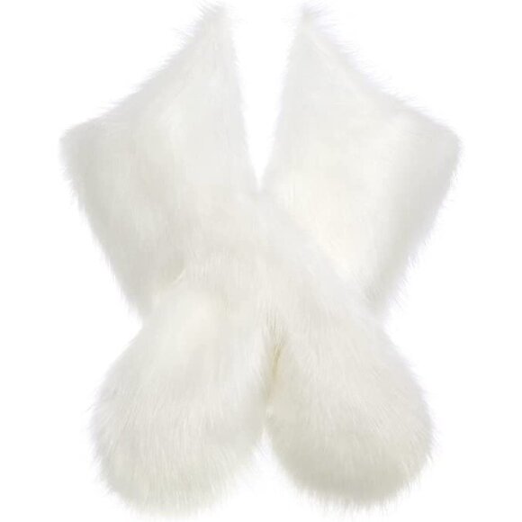 𝅺🆕 Luxury Vegan Fur Collar Wrap Winter Cloak Bridal Wedding Cover Up SOFT 👑 NWT - Picture 2 of 6